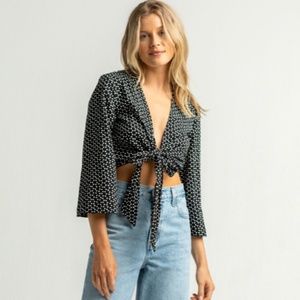 VOLCOM Wrap Skillz Tie Front Womens Top